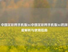 中国足彩网手机版365中国足彩网手机版365的深度解析与使用指南