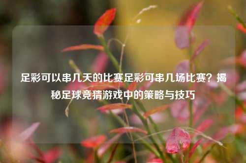足彩可以串几天的比赛足彩可串几场比赛？揭秘足球竞猜游戏中的策略与技巧