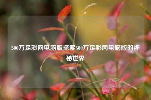 500万足彩网电脑版探索500万足彩网电脑版的神秘世界