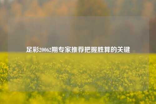 足彩20062期专家推荐把握胜算的关键